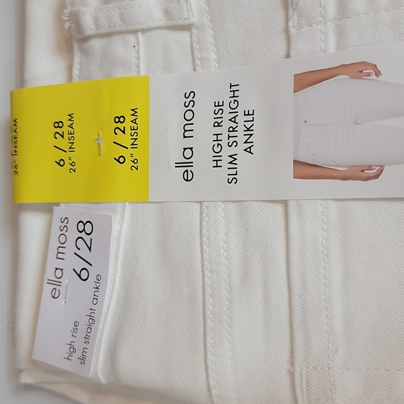 Ella Moss Women's Junior's High Rise Slim Straight Ankle 26" Inseam Jeans White - Picture 12 of 12